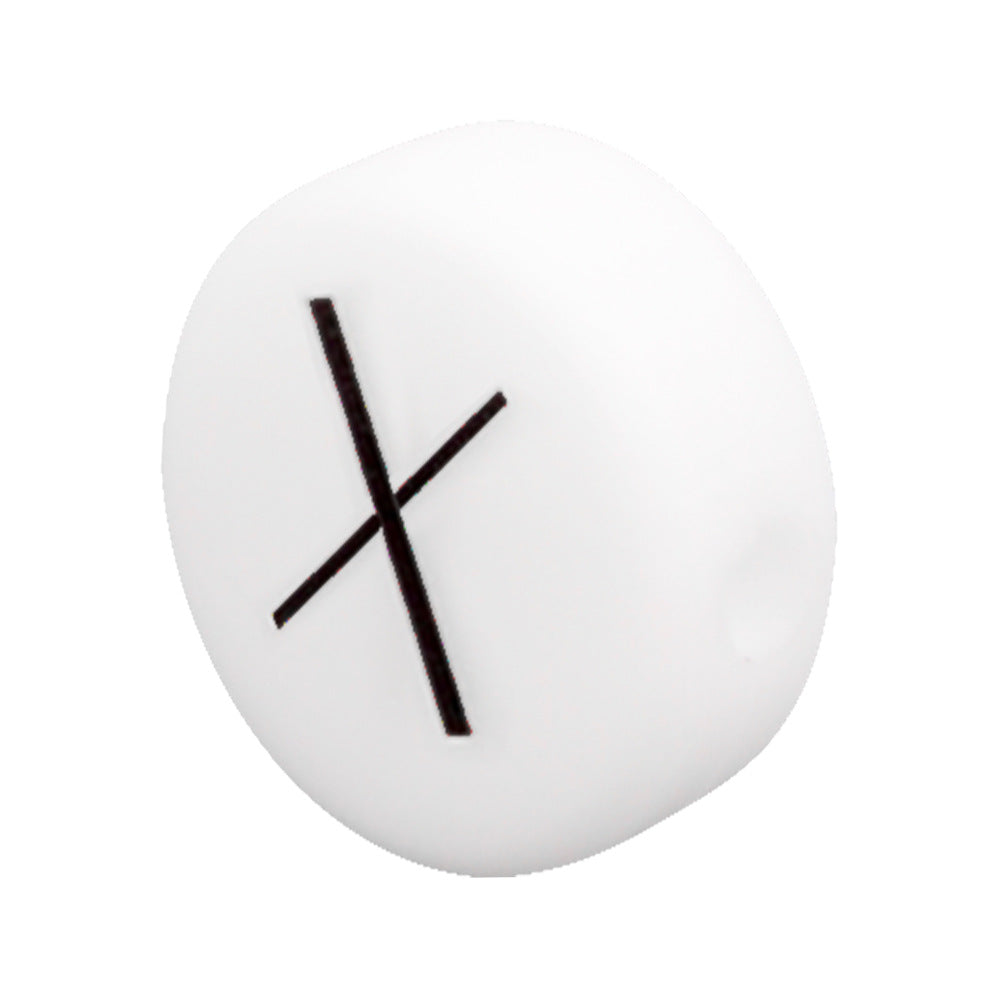 White Letter Flat Round 12mm