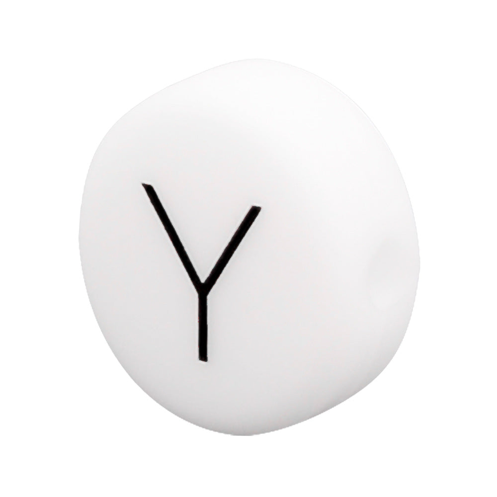 White Letter Flat Round 12mm