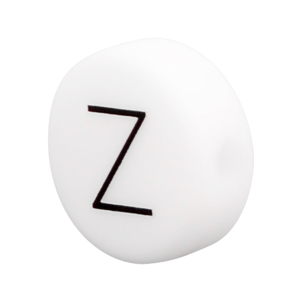 White Letter Flat Round 12mm