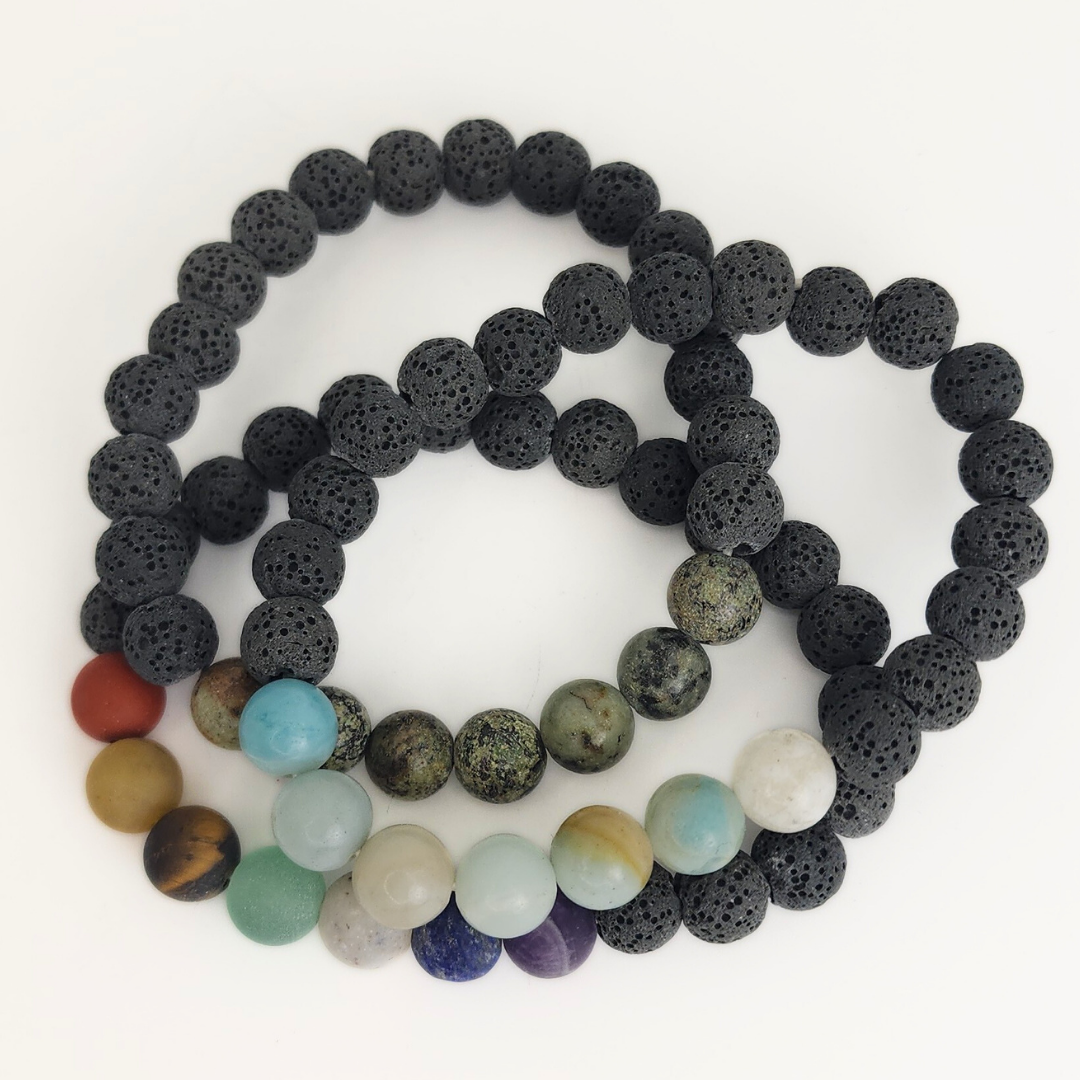 Mixed Semi Precious Lava Bracelet