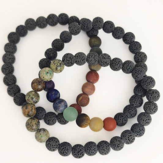 Mixed Semi Precious Lava Bracelet
