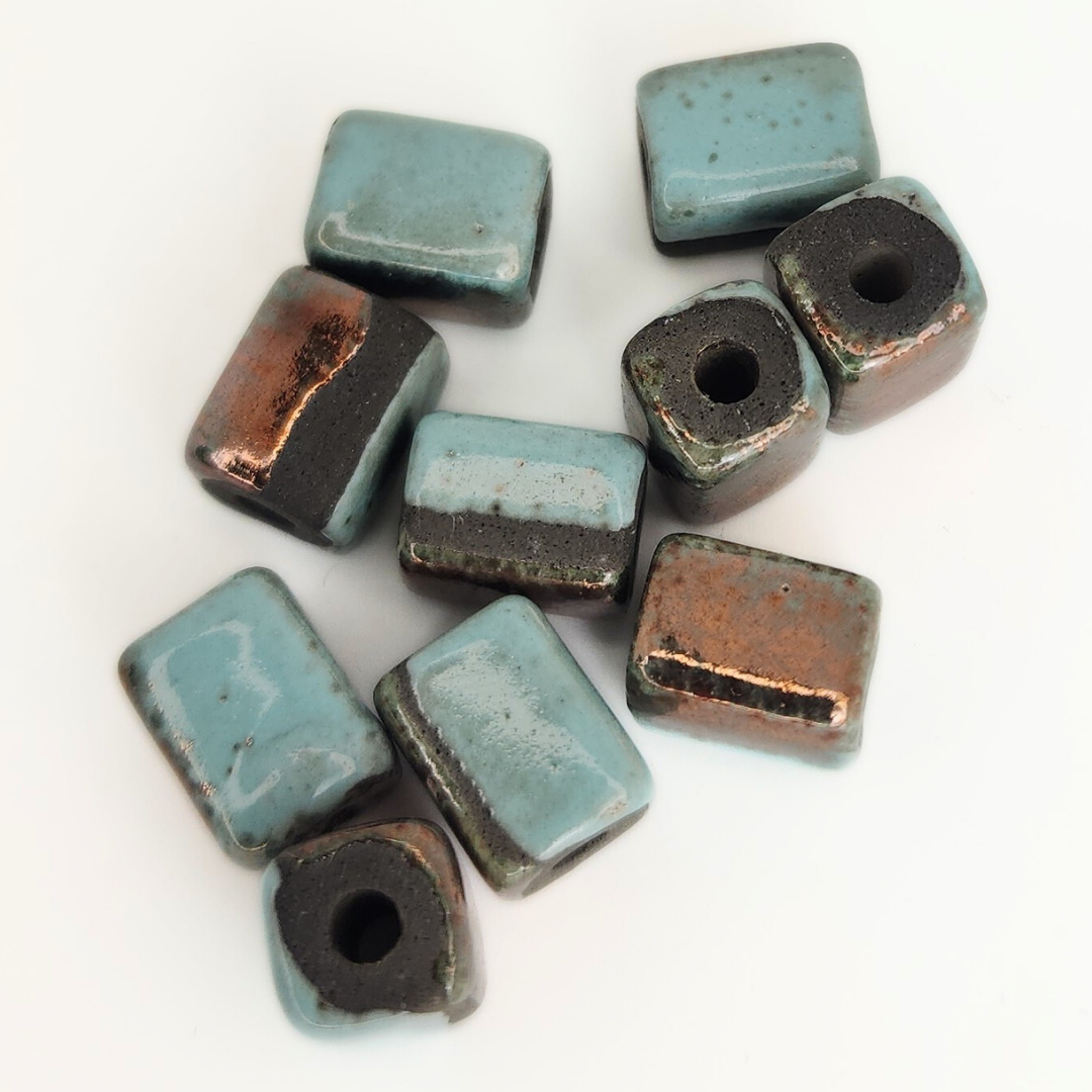 Raku Blue Rectangle 8x10mm