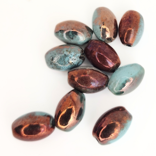 Oval Raku Blue 18x9mm