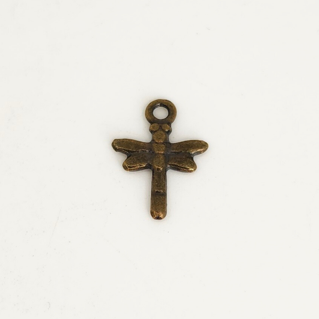 Antique Brass Tiny Dragonfly Charm 17x12mm