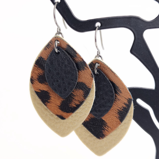 Safari Chic Leather Earrings
