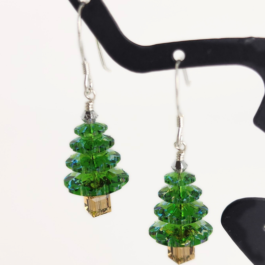 Fern Green White Patina Tree Earrings