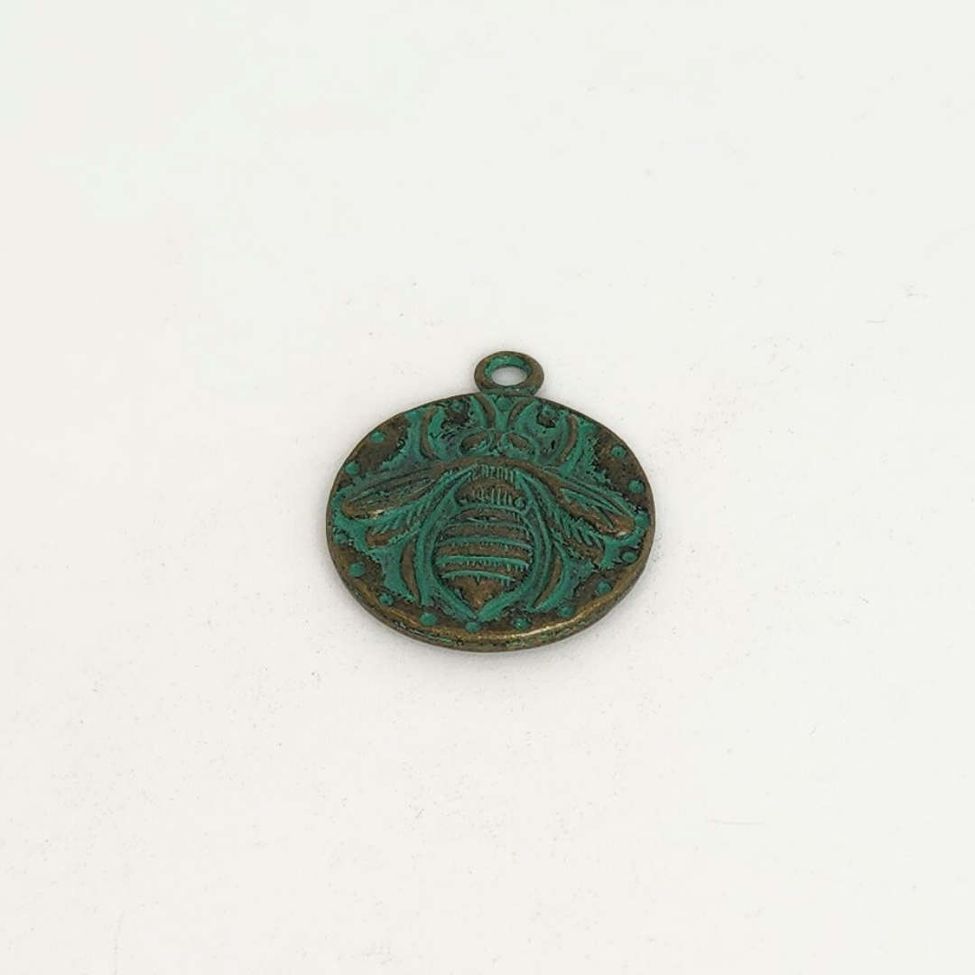 Green Bronze Bee Charm 20x24mm
