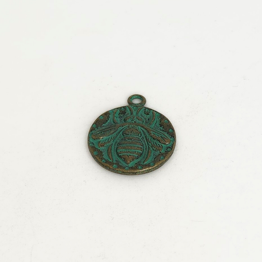 Green Bronze Bee Charm 20x24mm