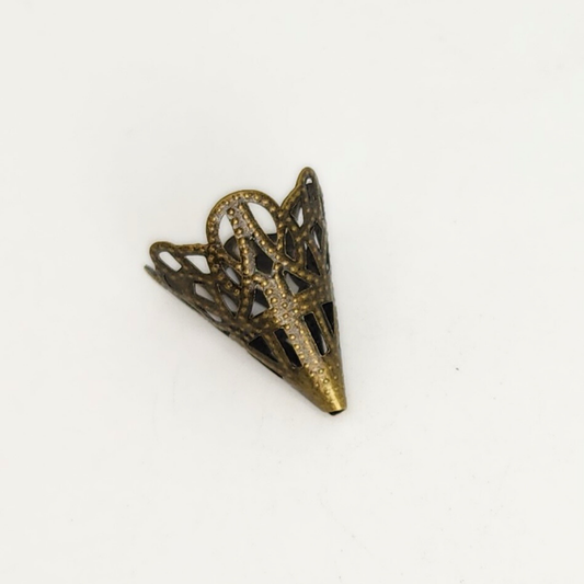 Antique Brass Filigree Cone Cap 22mm