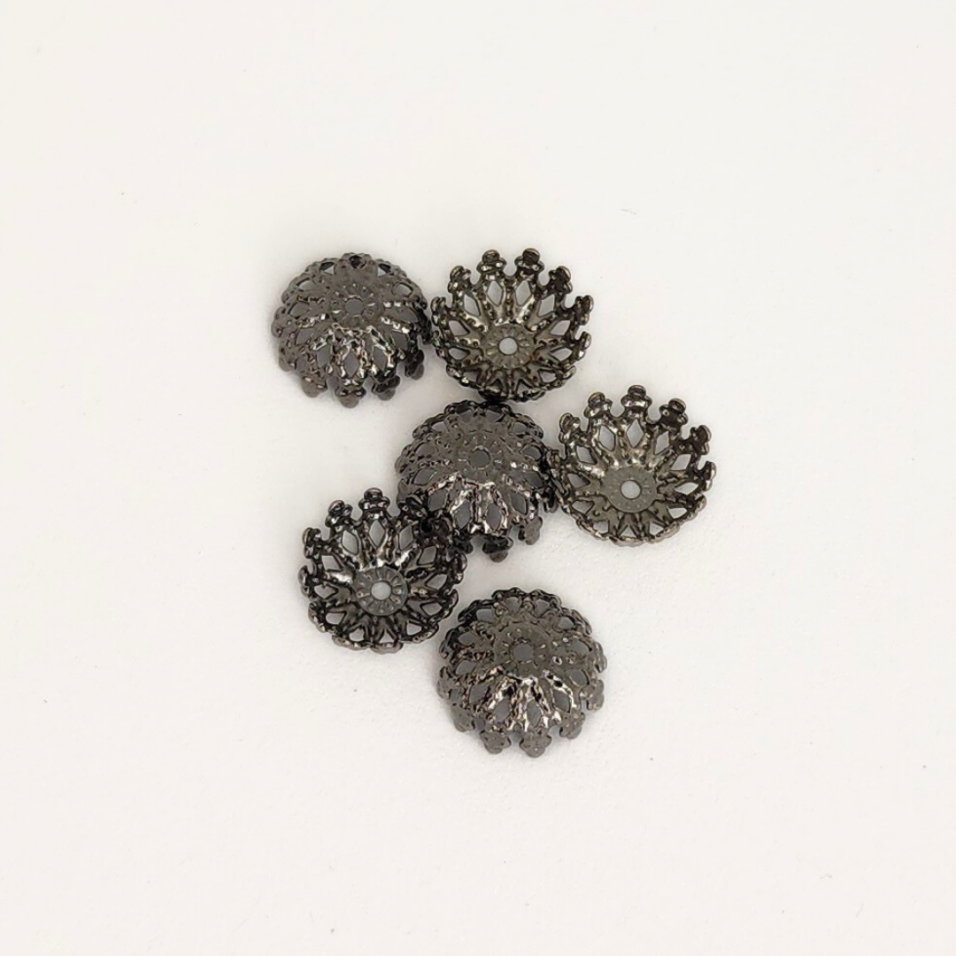 Gunmetal Filigree Lace Cap 8mm
