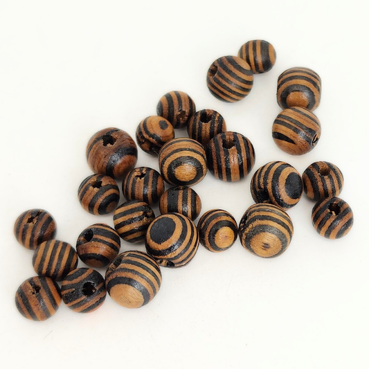 Black/Brown Striped Round 8 & 10mm