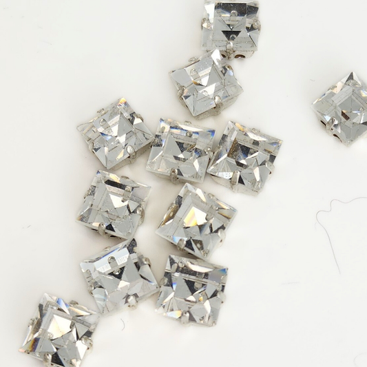 Crystal/Silver Sew On 8mm