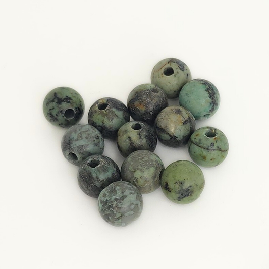 Matte Large-Hole African Turquoise Round 10mm