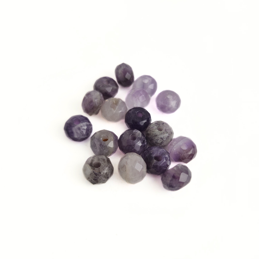 Large-Hole Amethyst Faceted Rondelle 8x12mm