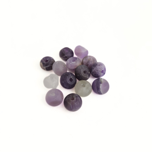 Matte Large-Hole Amethyst Smooth Rondelle 8x12mm