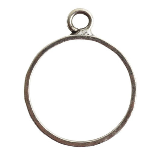 Antique Silver Hammered Open Circle 30x25mm