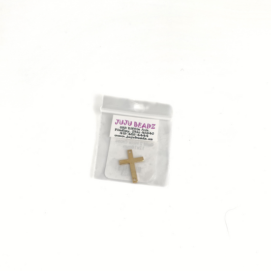 Gold 2 Hole Cross 12x18mm