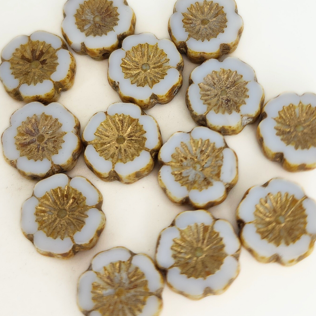 Brown/White/Turquoise Picasso Hibiscus 14mm