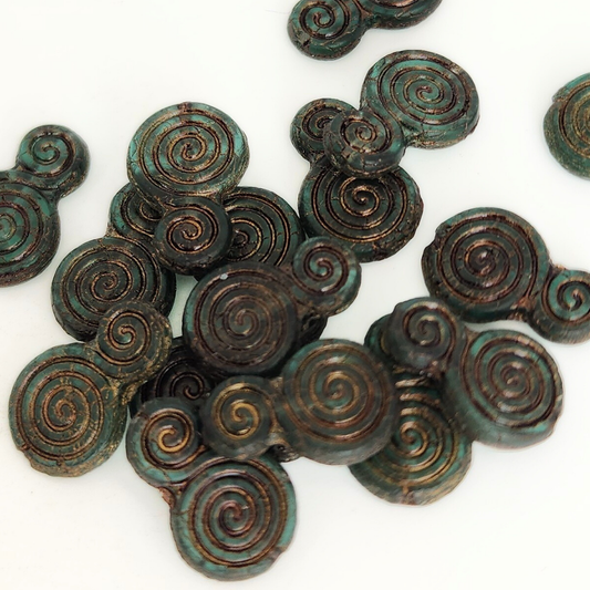 Tourmaline Matte Old Patina Spiral 16x11mm