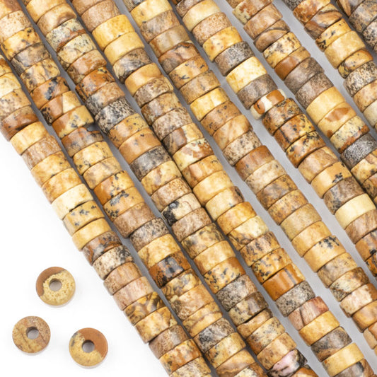 Picture Jasper Large-Hole Heishi 4x8mm