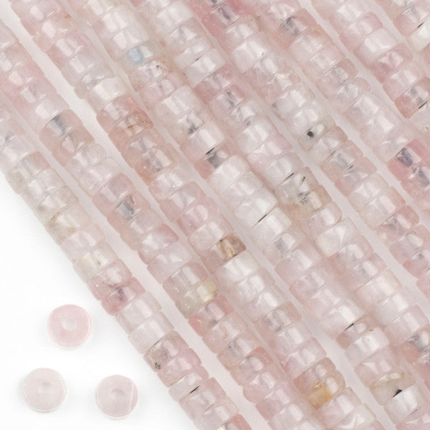 Rose Quartz Large-Hole Heishi 4x8mm