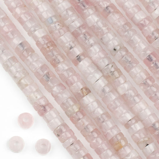 Rose Quartz Large-Hole Heishi 4x8mm