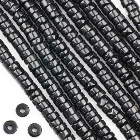 Black Obsidian Large-Hole Heishi 4x8mm