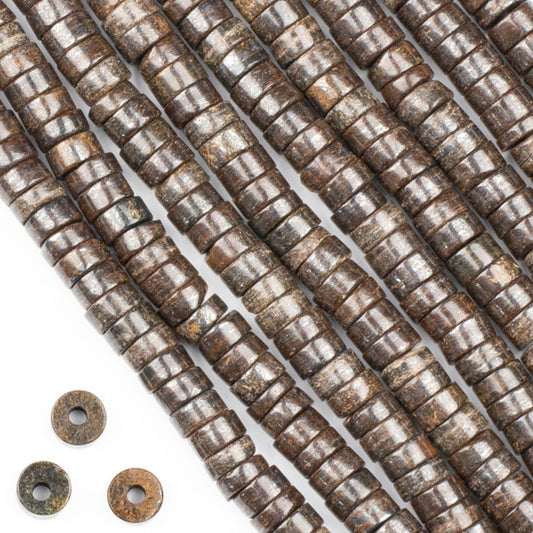 Bronzite Large-Hole Heishi 4x8mm