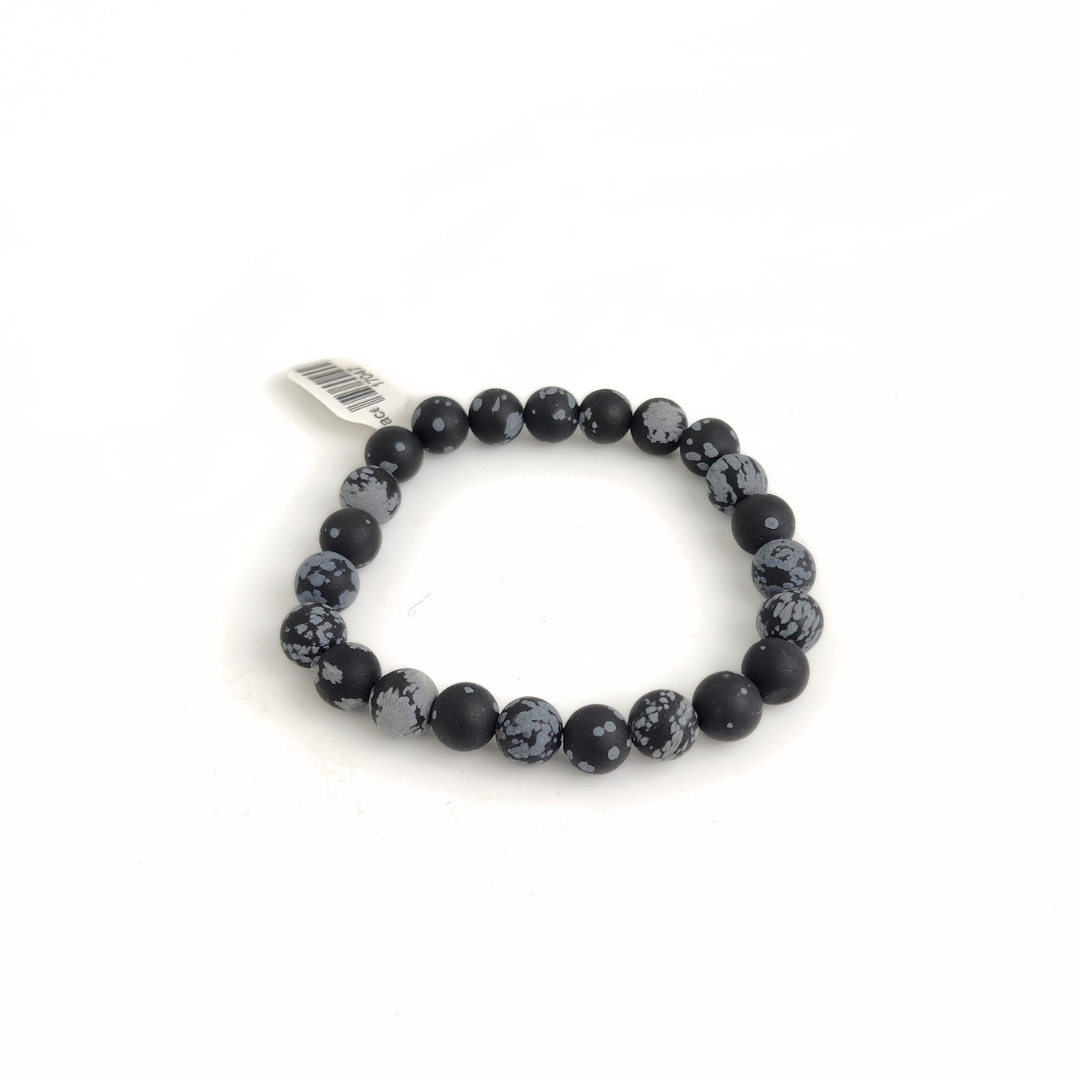 Matte Snowflake Obsidian Bracelet 8mm