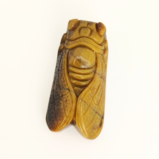 Yellow Tigereye Cicada Pendant 19x41mm
