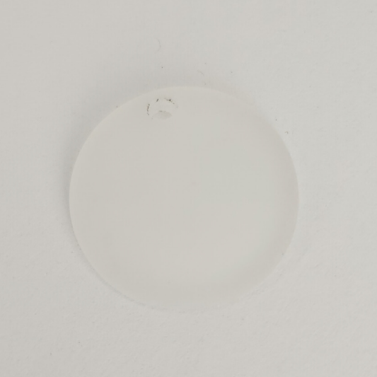 Matte Sea Glass Clear Concave Coin Pendant 25mm
