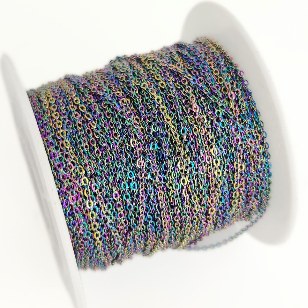 Rainbow Flat Oval Cable Chain