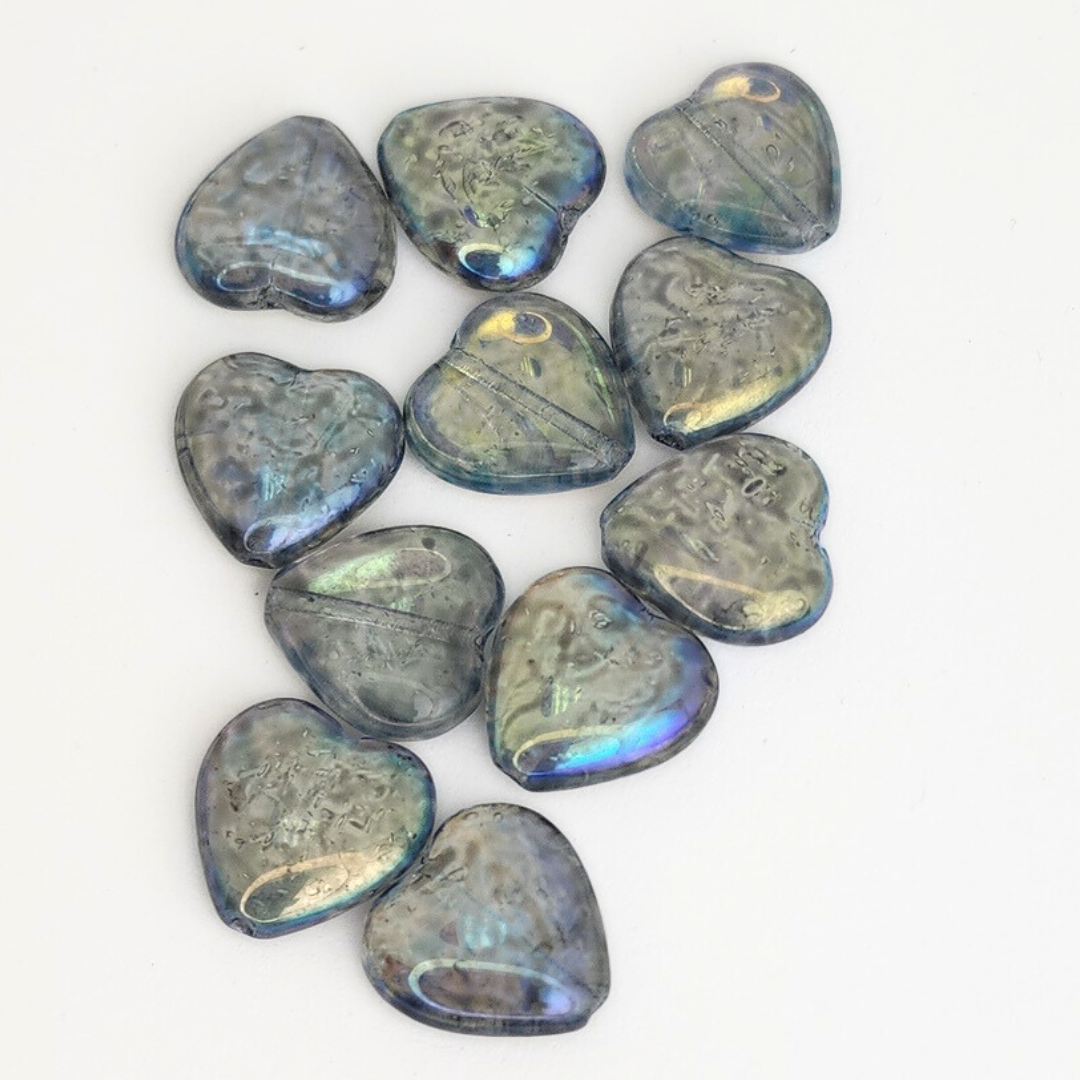 Crystal Light Grey AB Heart 16x15mm