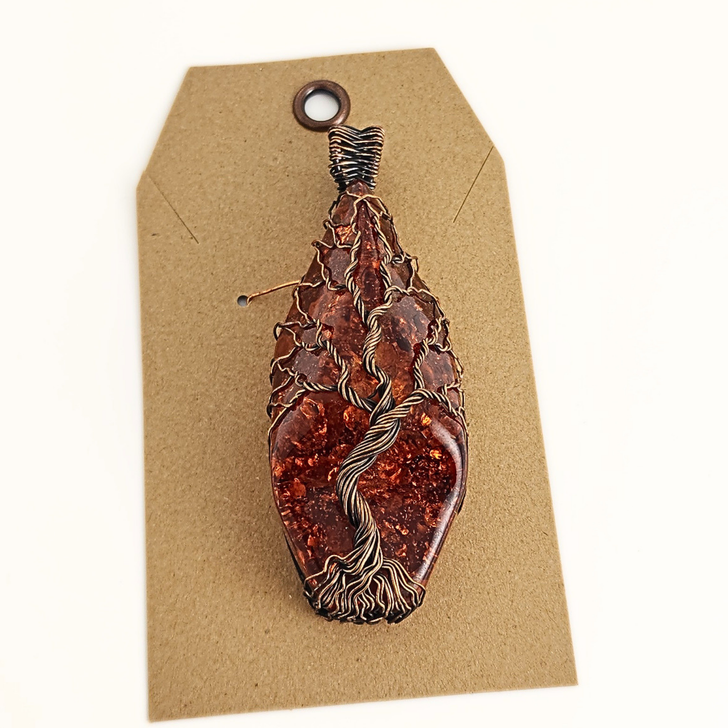 Large Amber/Copper Tree Pendant
