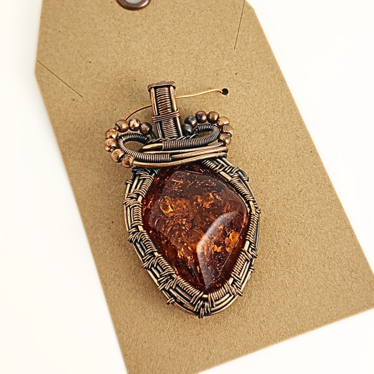 Amber/Copper Pendant