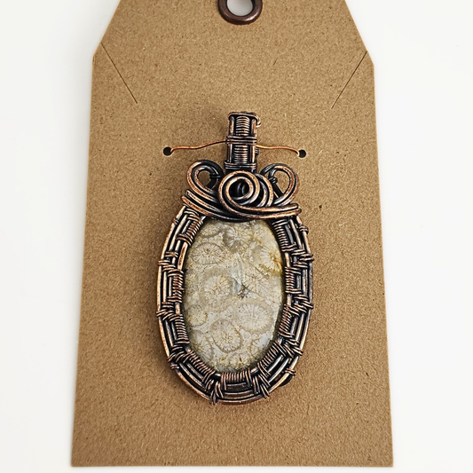 Fossil Coral/Copper Pendant