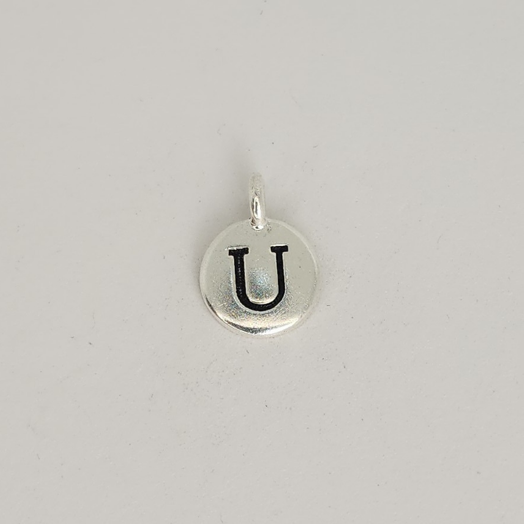 Antique Silver Letter Charm 11mm