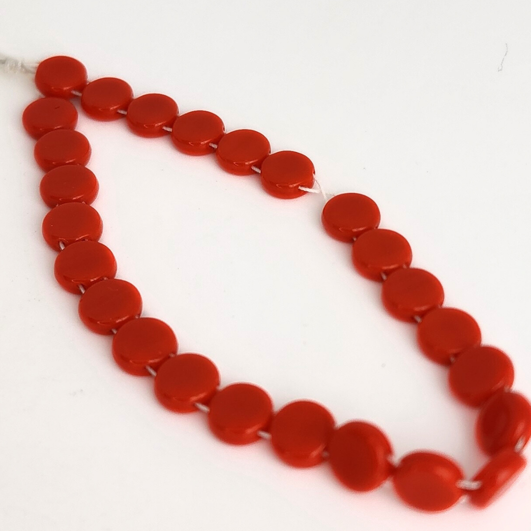 Opaque Red 2 Hole Dime 8mm