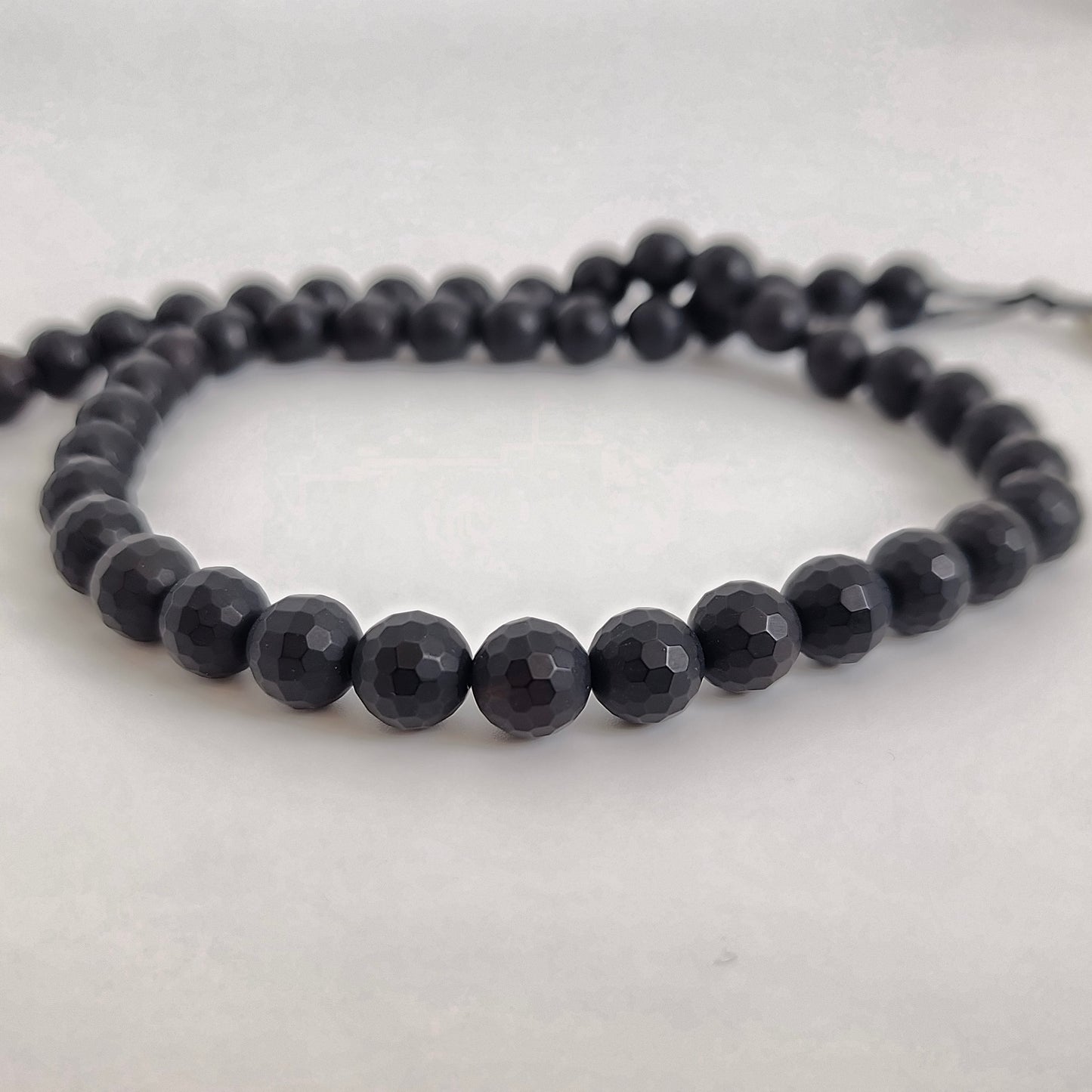 Black Agate Faceted Round 8mm