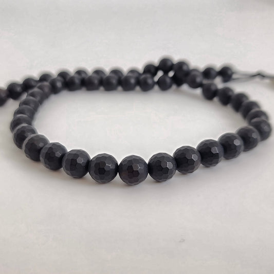 Black Agate Faceted Round 8mm