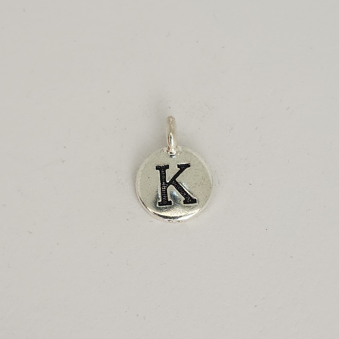 Antique Silver Letter Charm 11mm