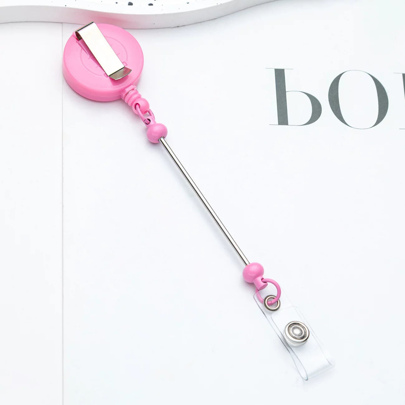 Beadable Retractable ID Keychain