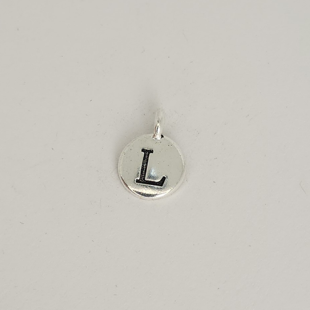Antique Silver Letter Charm 11mm