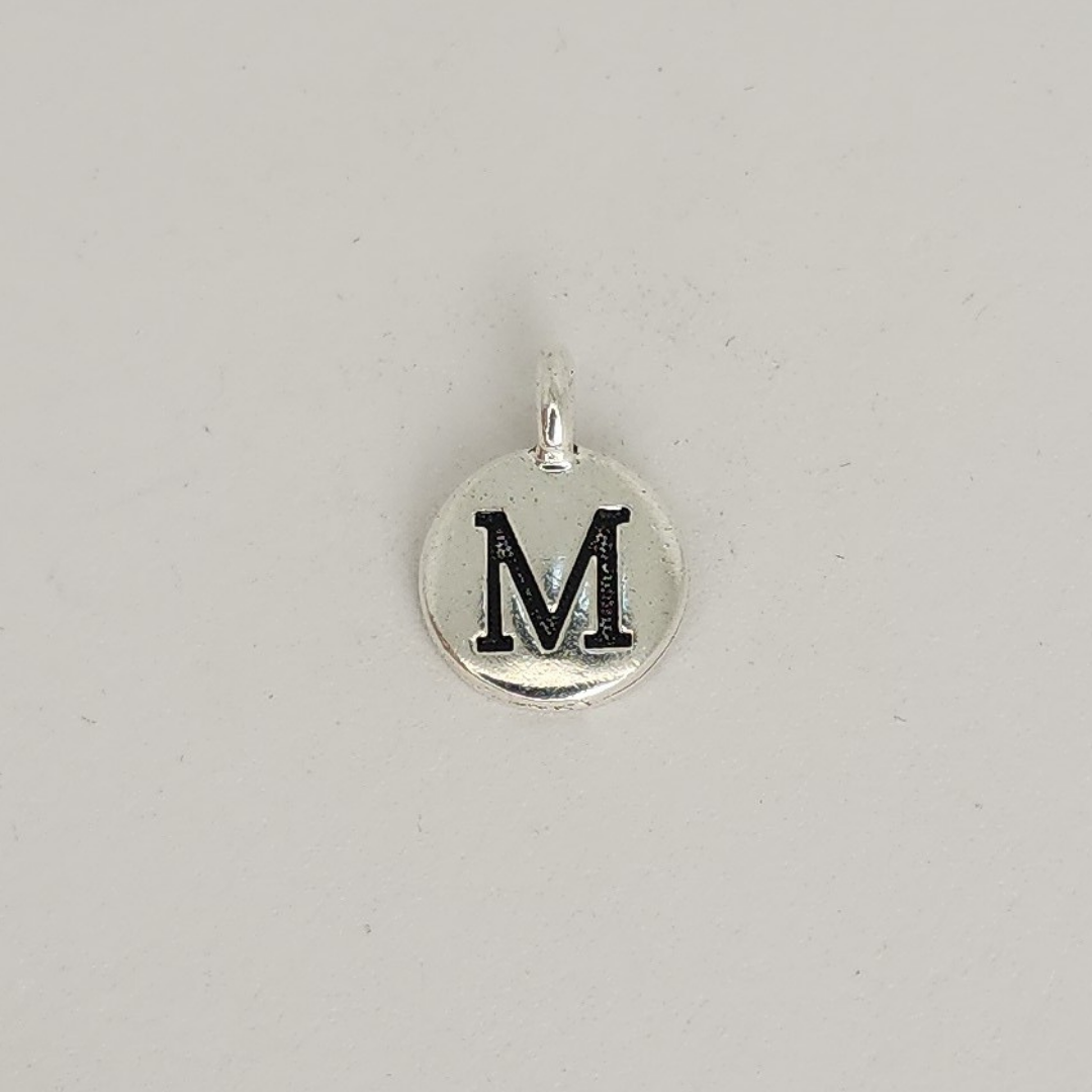 Antique Silver Letter Charm 11mm