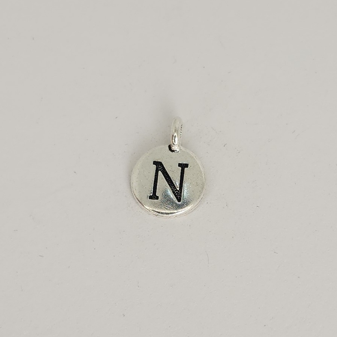 Antique Silver Letter Charm 11mm