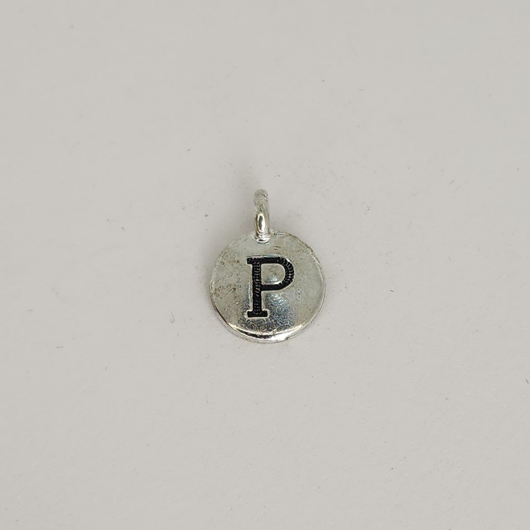 Antique Silver Letter Charm 11mm