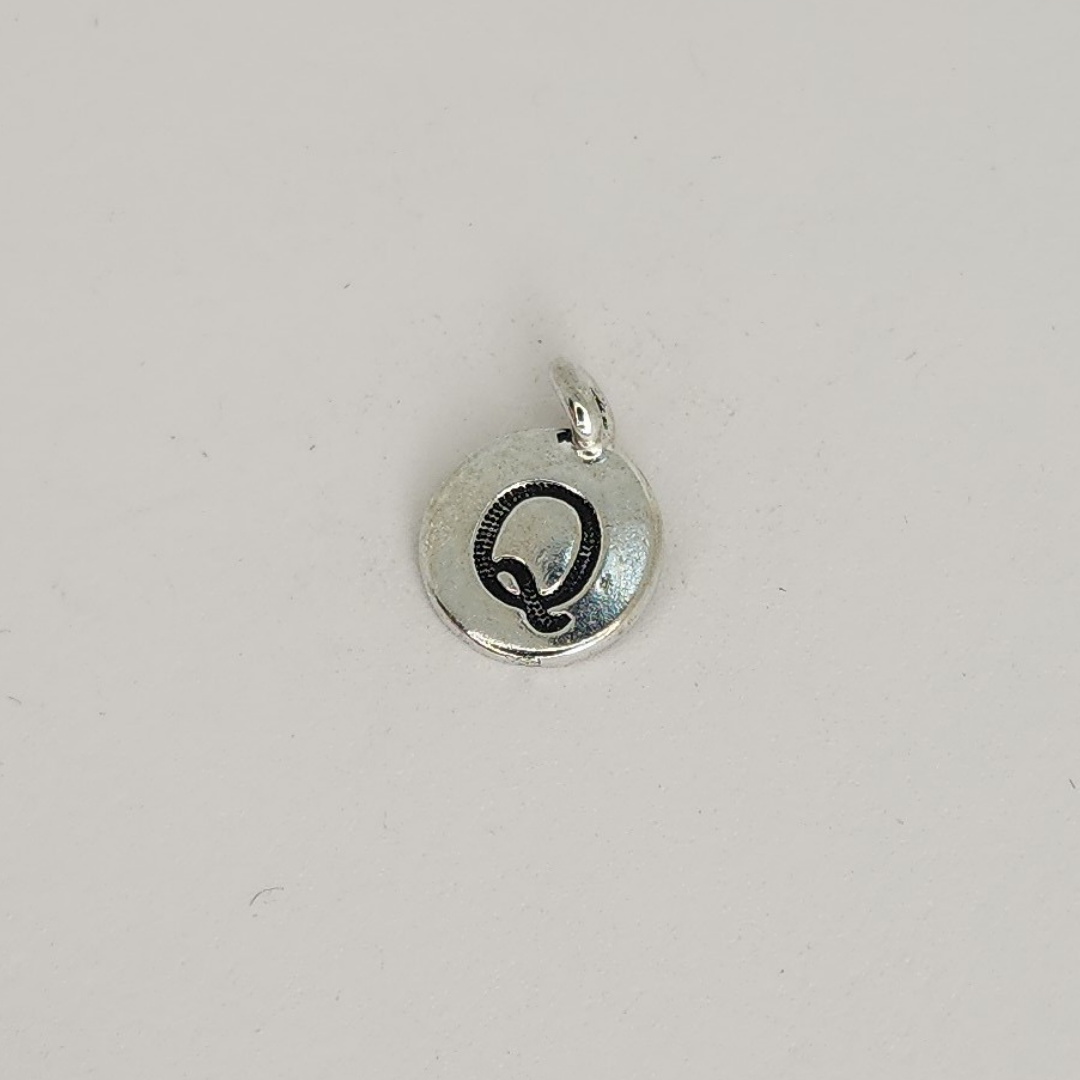Antique Silver Letter Charm 11mm