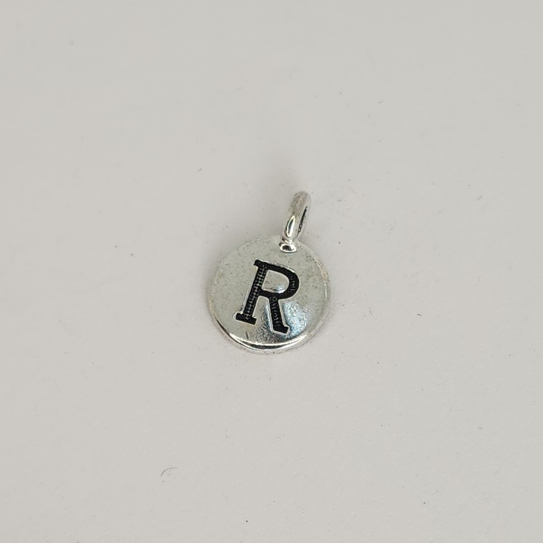 Antique Silver Letter Charm 11mm