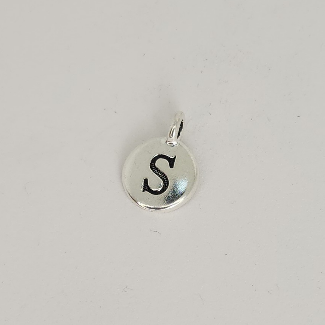 Antique Silver Letter Charm 11mm