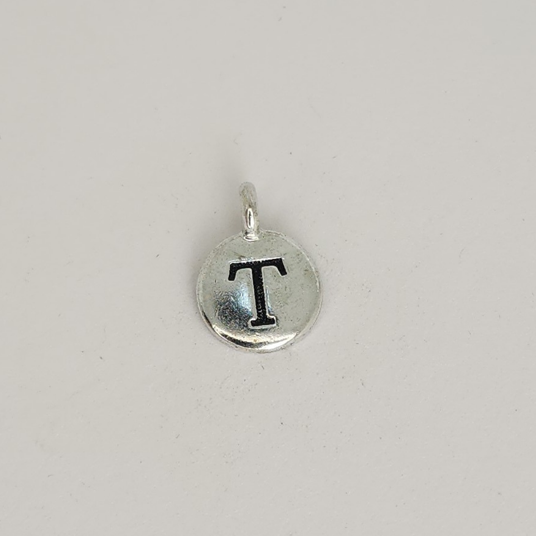 Antique Silver Letter Charm 11mm